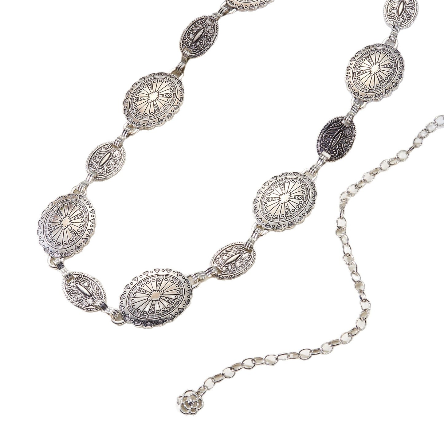 Vintage Hip-hop Oval Sun Coin Metal Body Chain for Women and Men
