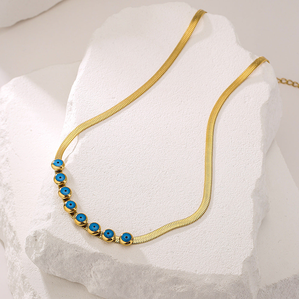 Collana pendente geometrica da donna in acciaio inossidabile con placcatura in oro 18 carati e intarsio in zircone