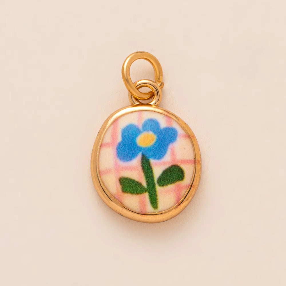 Sweet Geometric Heart Floral Stainless Steel Plated Pendant Necklace for Unisex