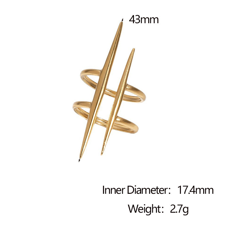 Anello Aperto Geometria Minimal Vintage in Acciaio Inossidabile Placcato Oro 18K con Design Irregolare per Donna