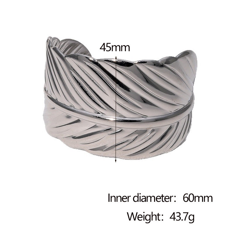 Minimalist 18K Gold Plated Stainless Steel Leaf Bracelet for Women Lightweight Fashion Jewelry