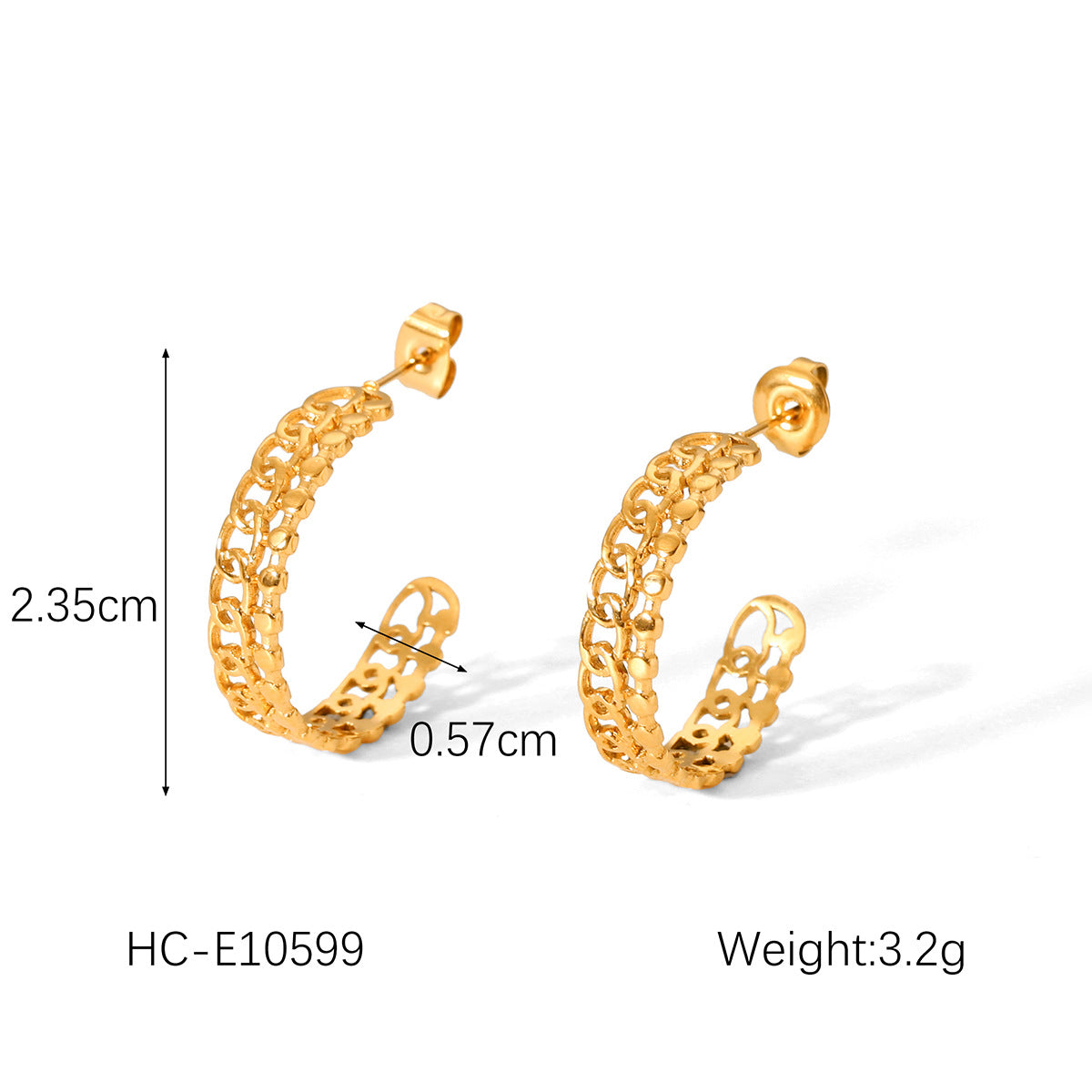 Minimalist Geometric Hollow C-Shaped Stainless Steel Earrings for Women with Plating Finish