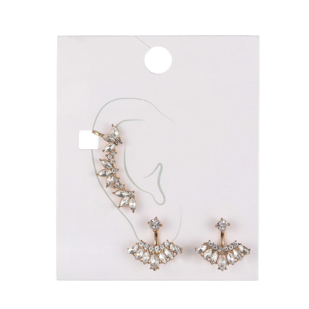 Minimalist Sweet Geometric Alloy Plated Rhinestone Ear Cuff for Women