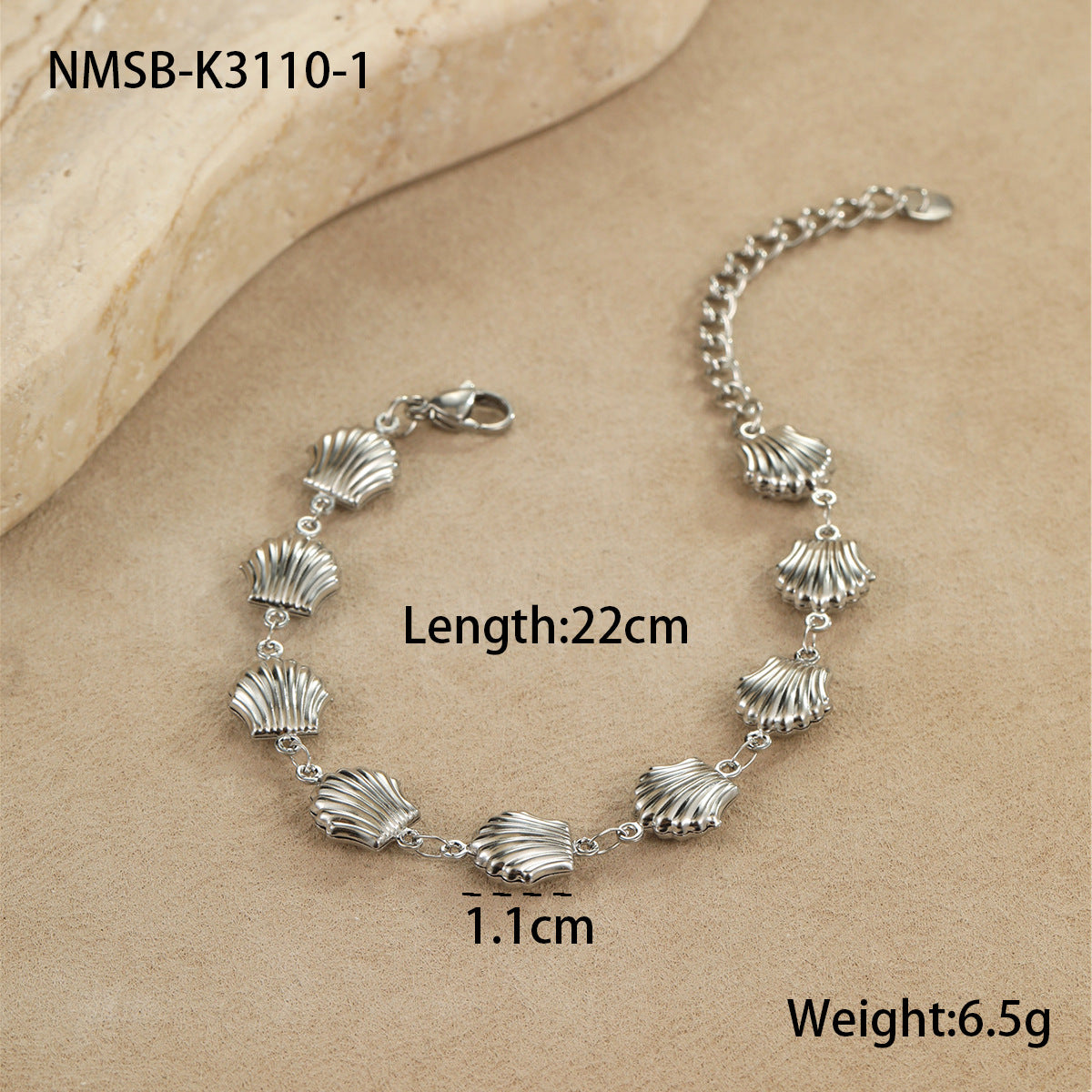 Fashionable Geometric Stainless Steel Hollow Seashell Bracelet with Star and Heart Charms Plated in 18K Gold Ocean-Inspired Women's Jewelry