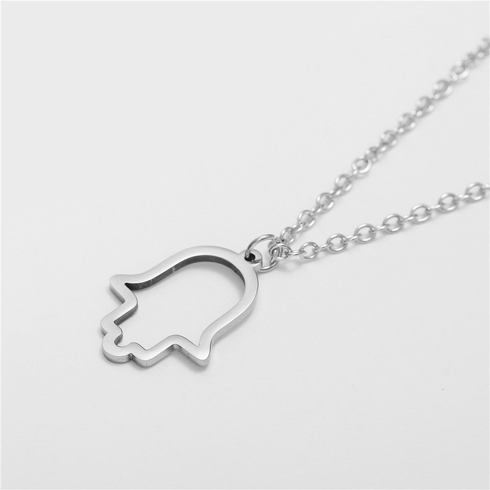 Punk Hip-hop Minimalist Star Geometric Titanium Steel Plated Pendant Necklace with Cable Chain