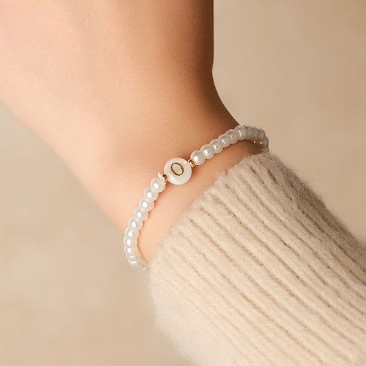 Minimalist Sweet Letter Imitation Pearl Handmade Bracelet for Women