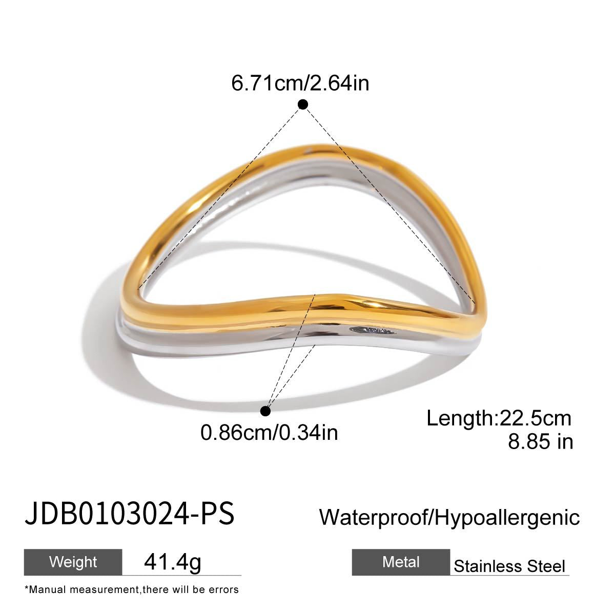 Bracciale da donna in acciaio inossidabile placcato oro 18 carati con motivo geometrico rotondo alla moda