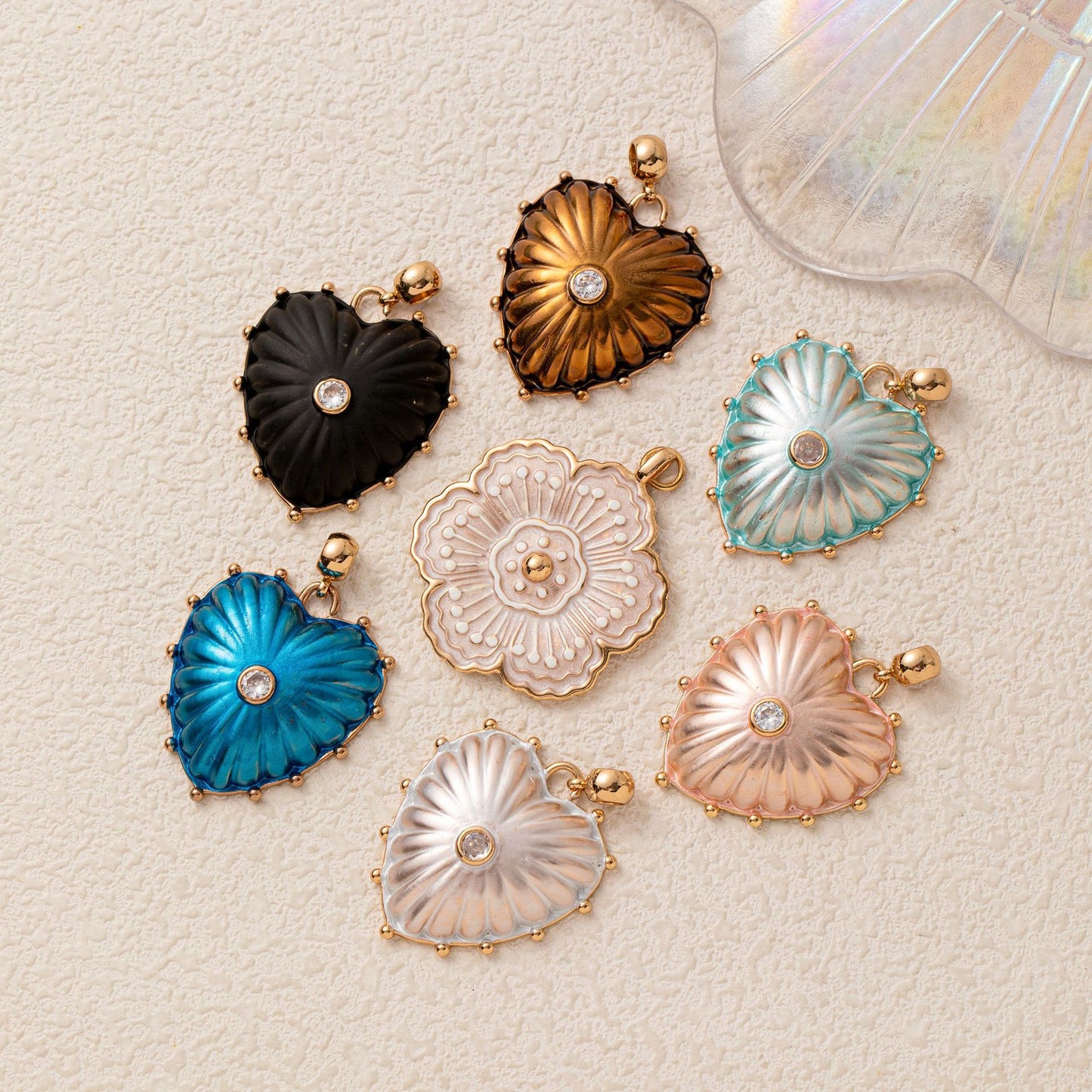 Sweet Drip Oil Plated Brass Heart Geometric Charm Bar for DIY Necklace