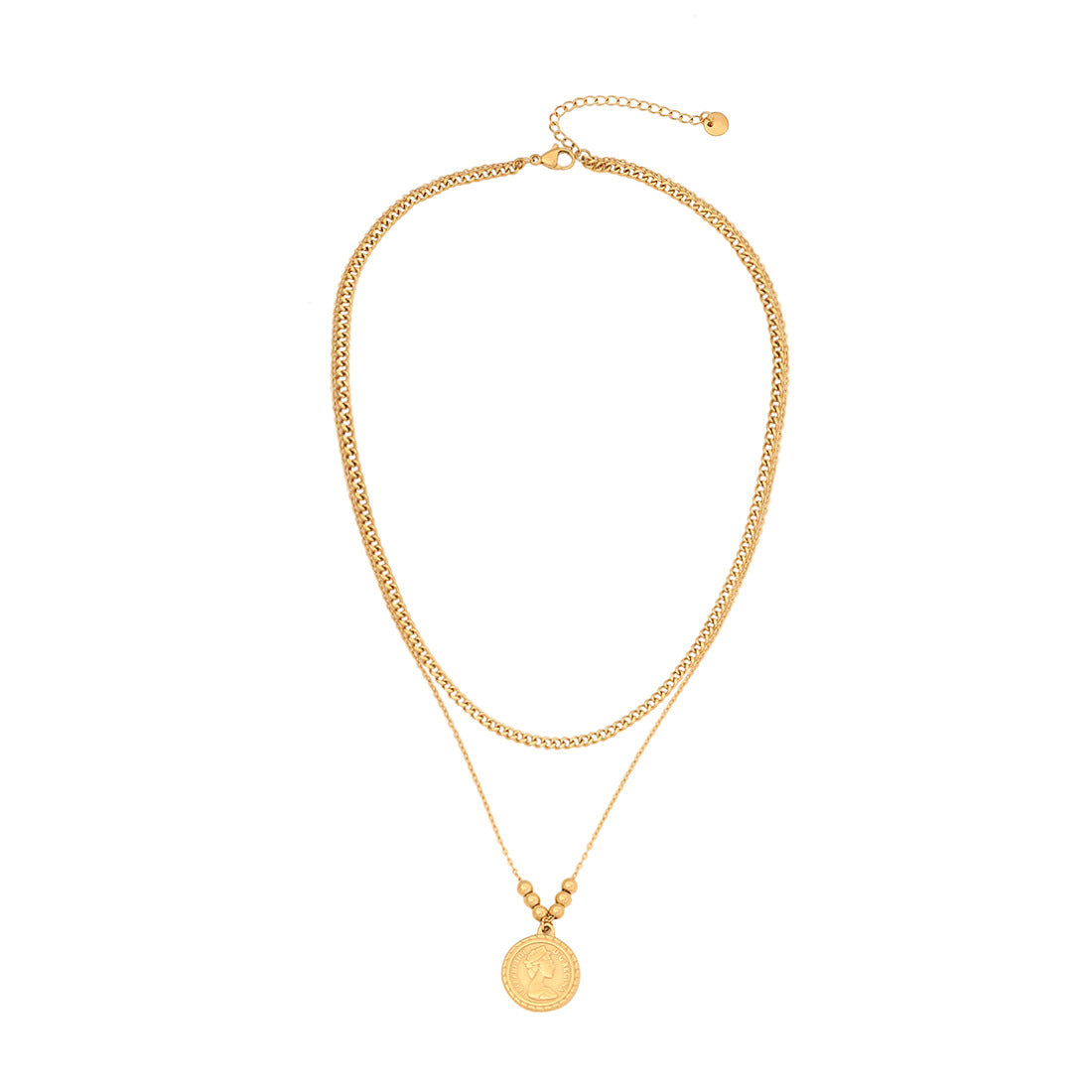 Collana con Pendente Personalizzata a Forma di Moneta da Donna in Acciaio Inossidabile con Finitura Placcata