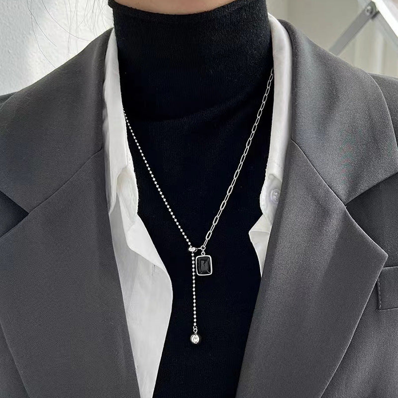 Minimalist Double-Sided Letter Pendant Necklace in Titanium Steel with Plated Finish for Women and Men
