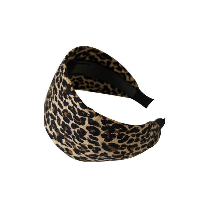 Elegante Cerchietto Ampio con Stampa Leopardata per Donna con Costruzione in Tessuto Premium e Stile Retrò Chic