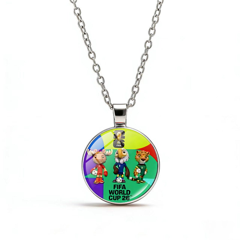 Collana unisex in lega placcata con pendente rotondo casual con cristalli geometrici