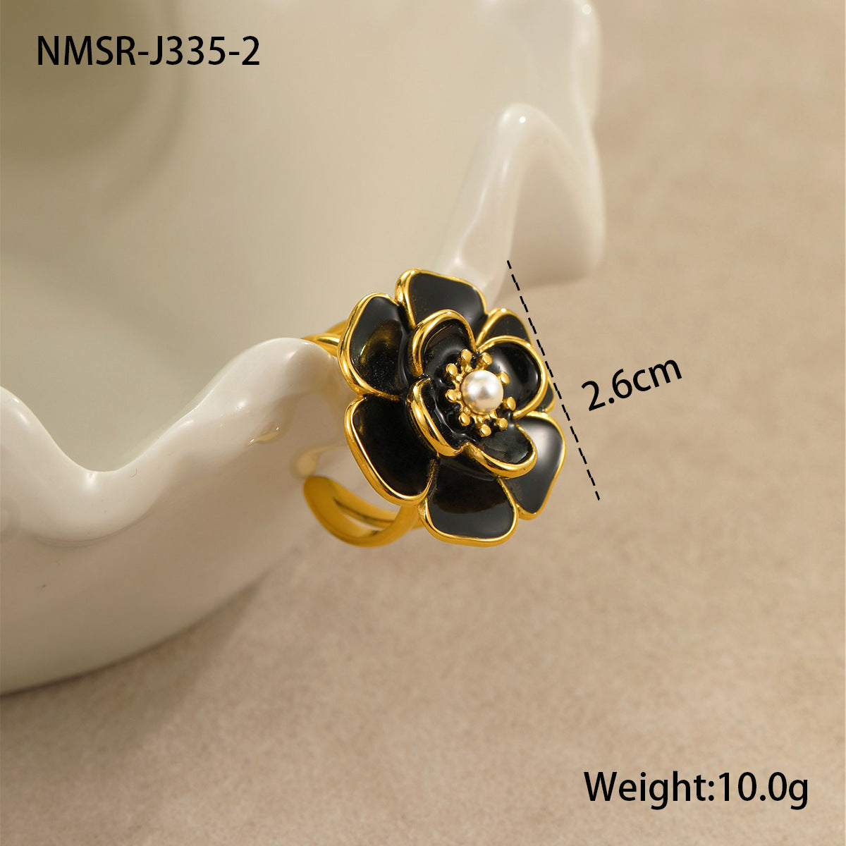 Collar de Acero Inoxidable con Baño de Oro de 18K con Flor de Esmalte en Forma de Camelia Estilo OL de Moda para Mujer