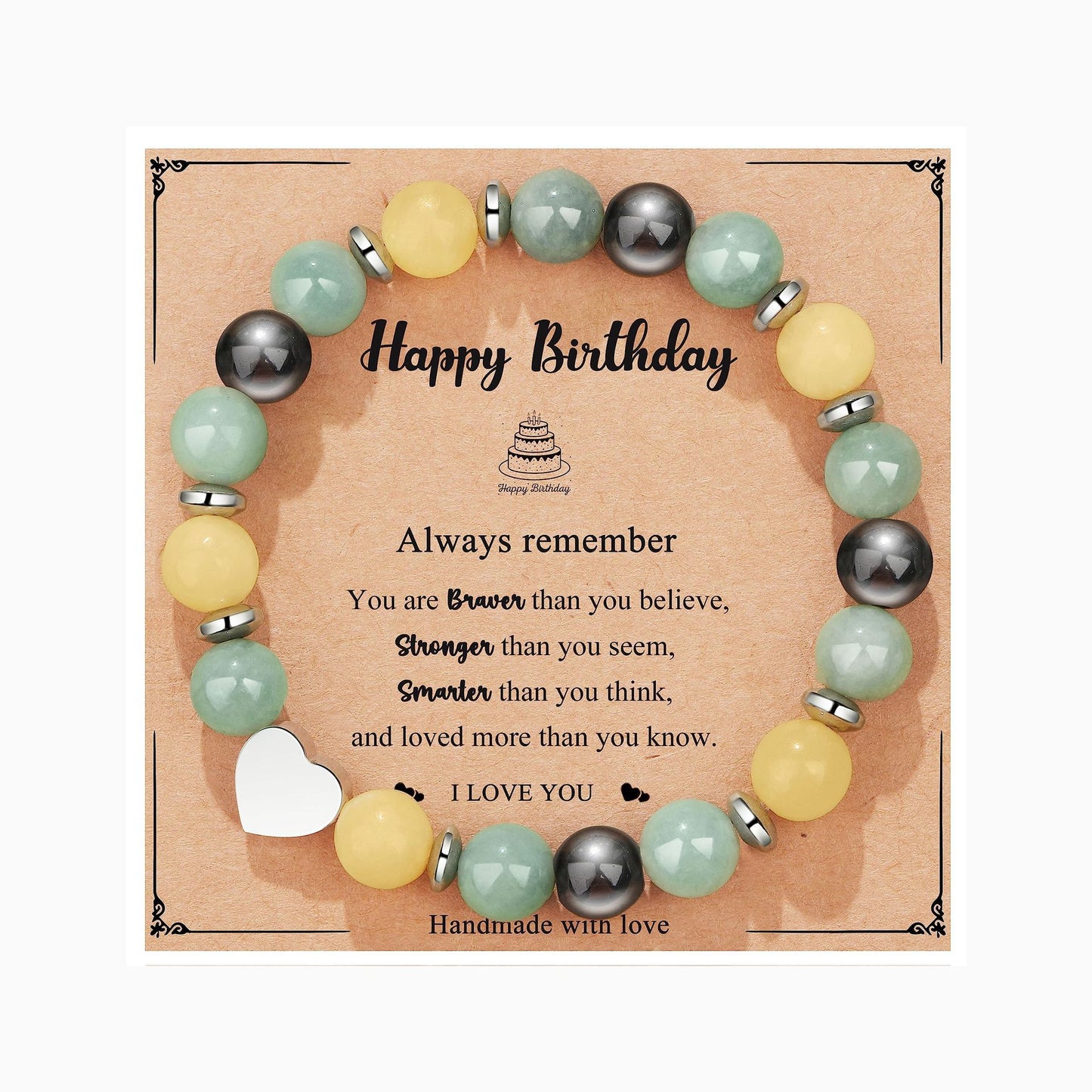 Natural Stone Zebra Print Round Beaded Bracelet for Women