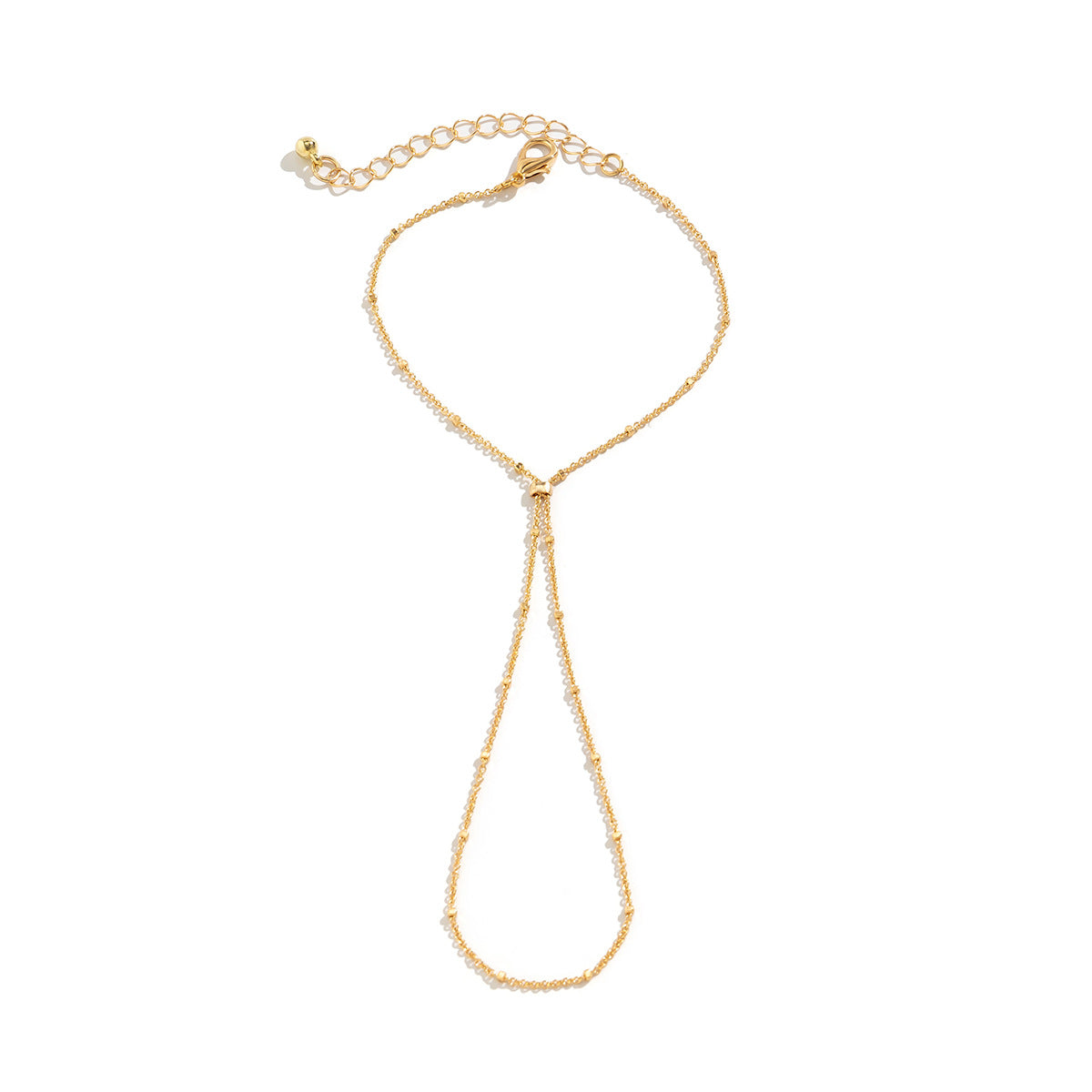Geometric Style Rhinestone-Embellished Plated Copper Beach Chain Bracelet for Women