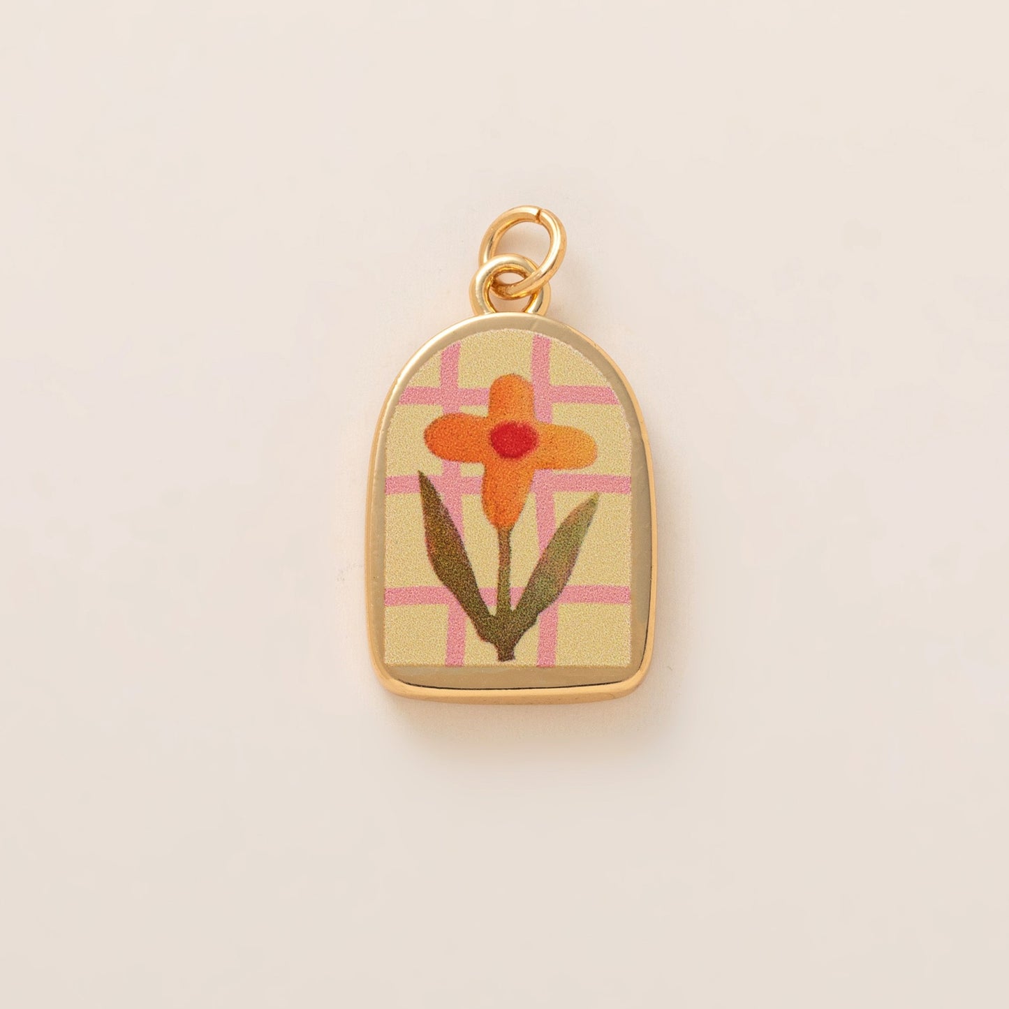 Sweet Heart Plant Floral Brass Plated Shoe Charm with Ribbon Chain
