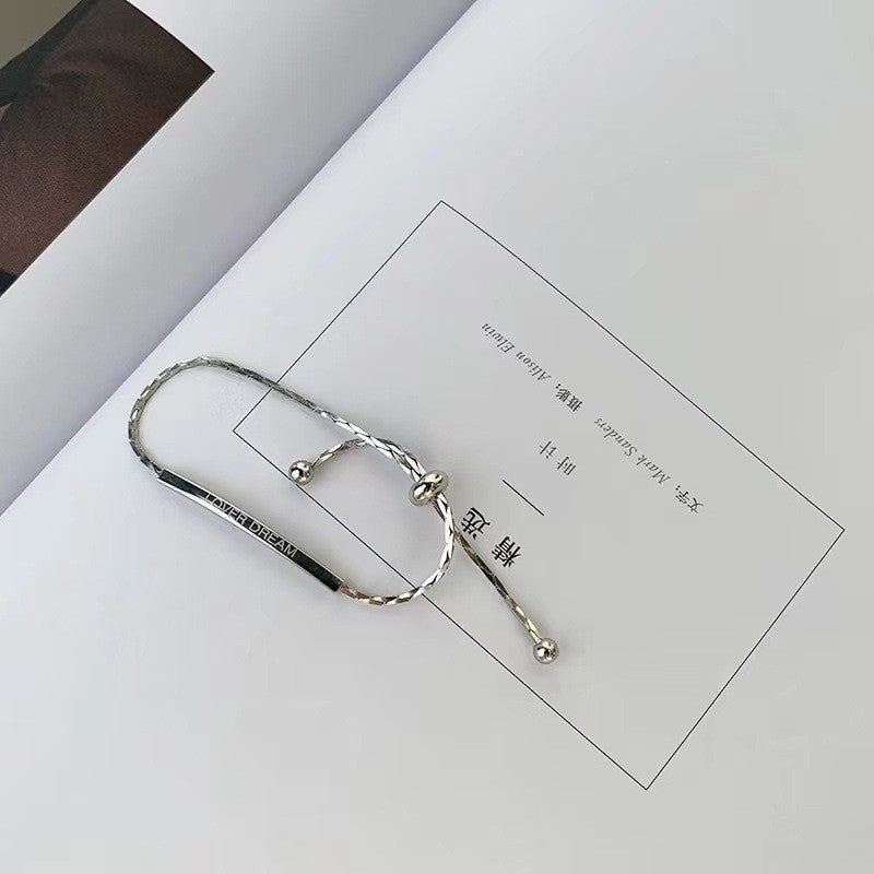 Minimalist Geometric Titanium Steel Adjustable Letter Bracelet for Women with Plating Finish