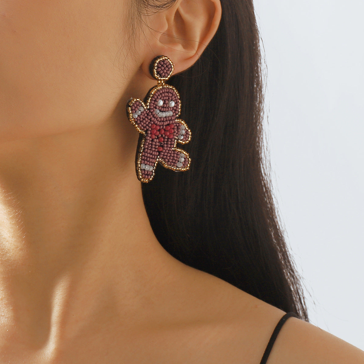 Pendientes acrílicos con forma de árbol de Navidad, con abalorios, cristales de estrás y base de PU. Joyería navideña geométrica hecha a mano.