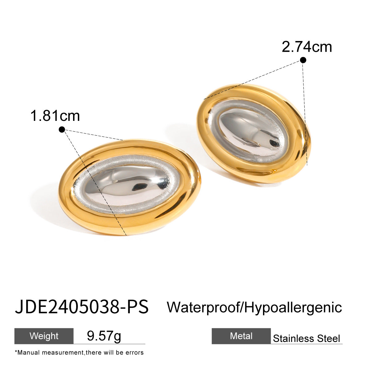 Elegant 18K Gold Plated Geometric Round Stainless Steel Earrings