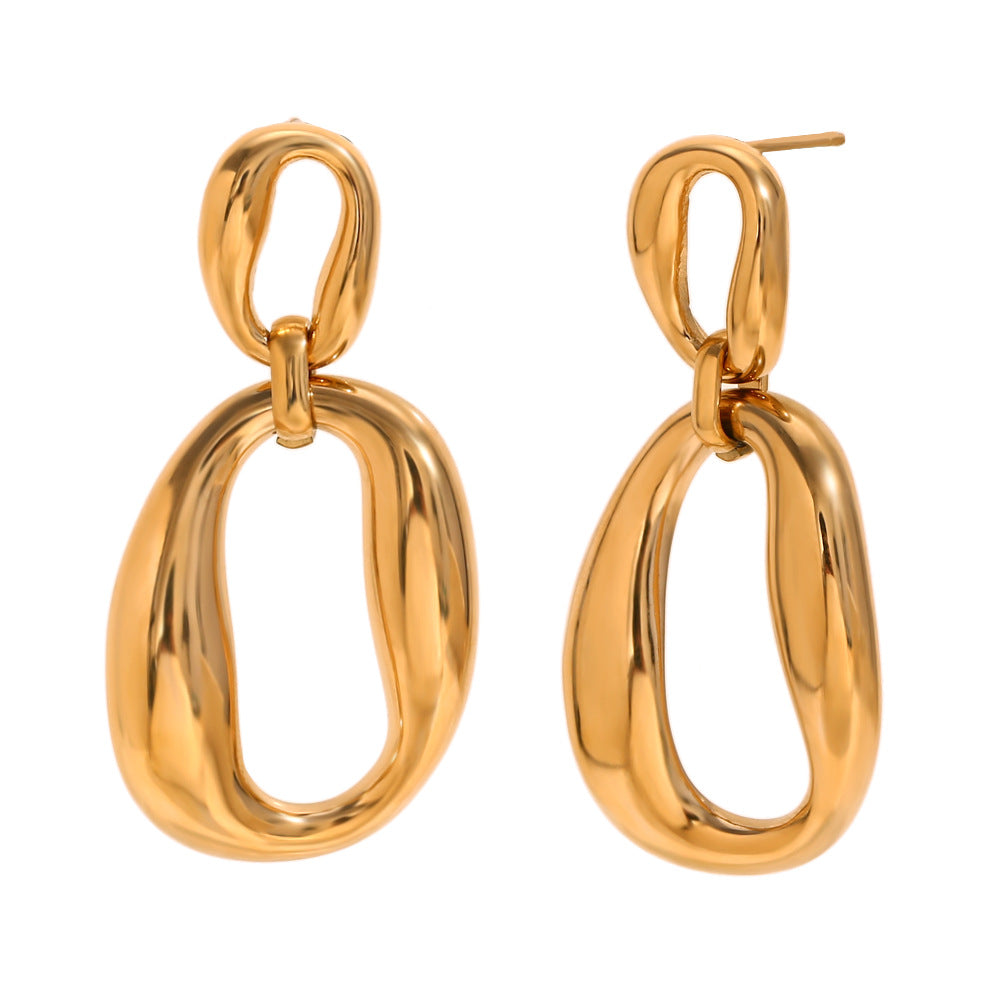 Orecchini a cerchio vintage eleganti geometrici tondi placcati oro 18 carati in acciaio inossidabile con perle