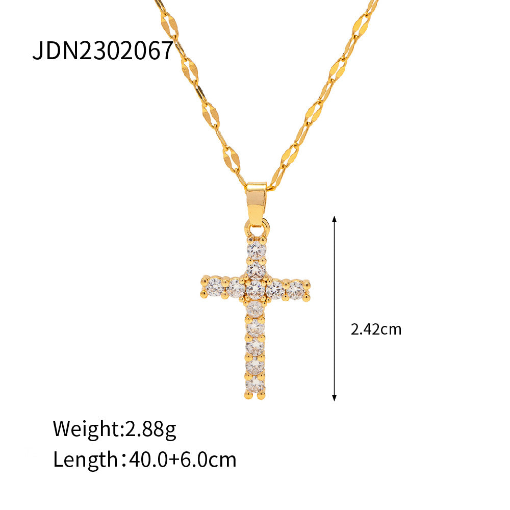 Minimalist Geometric Titanium Steel Pendant Stainless Steel Multi-layer Cable Chain Necklace for Women