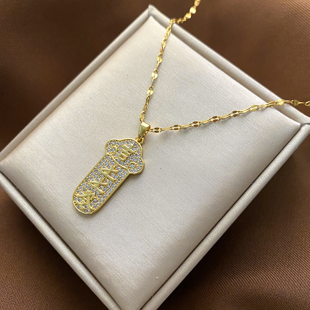 Collana Pendente Floreale Minimalista da Donna e Uomo in Acciaio al Titanio con Finitura Placcata e Catenina a Croce