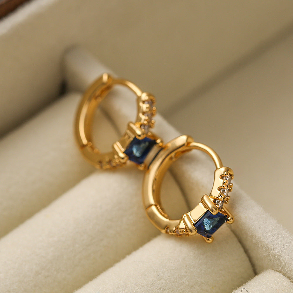 Minimalist Geometric Hoop Earrings for Women with Gold Plating and Micro-Pave Zirconia