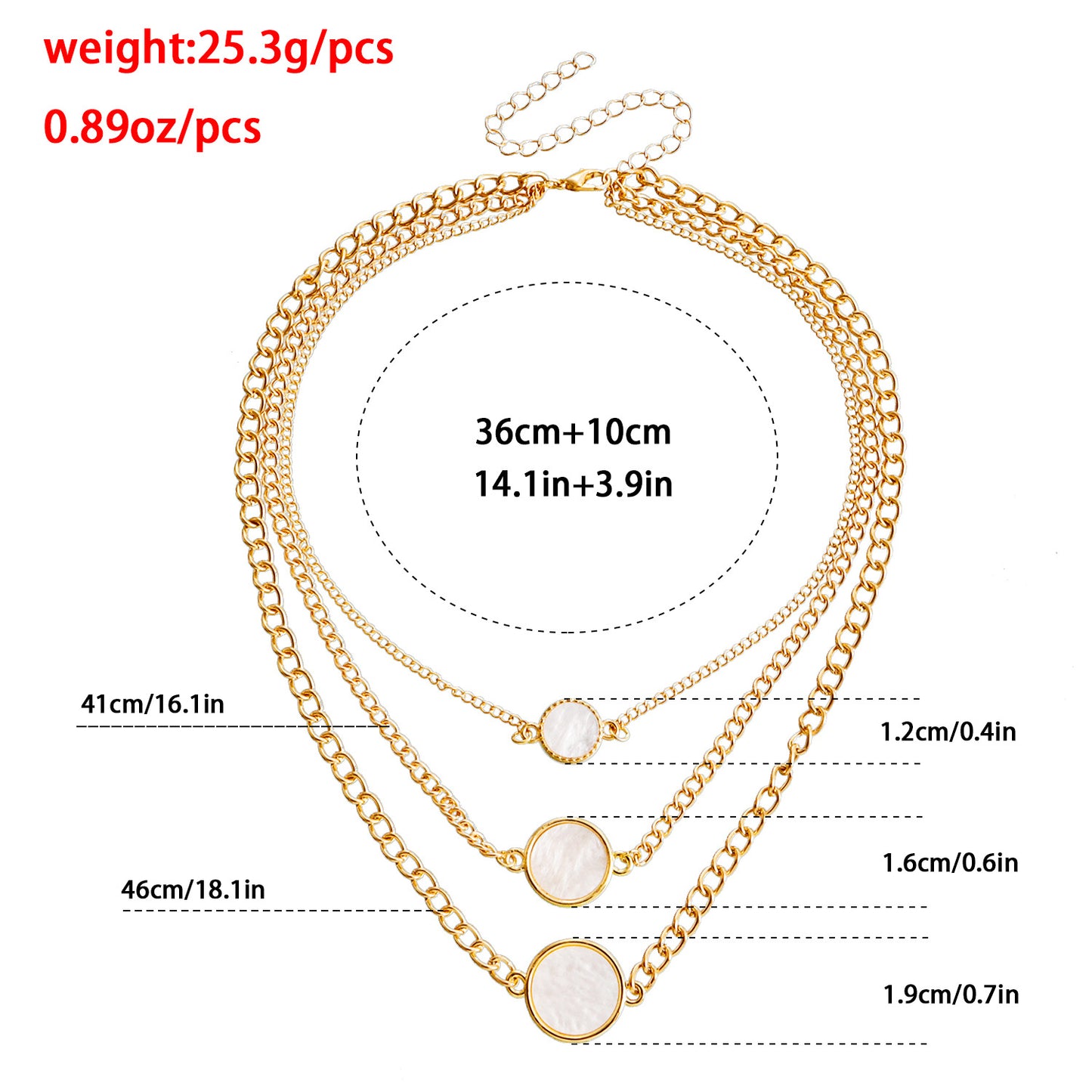Geometric Style White Mother-of-Pearl Look Pendant Necklace for Women with Zinc Alloy Base and Electroplated Finish