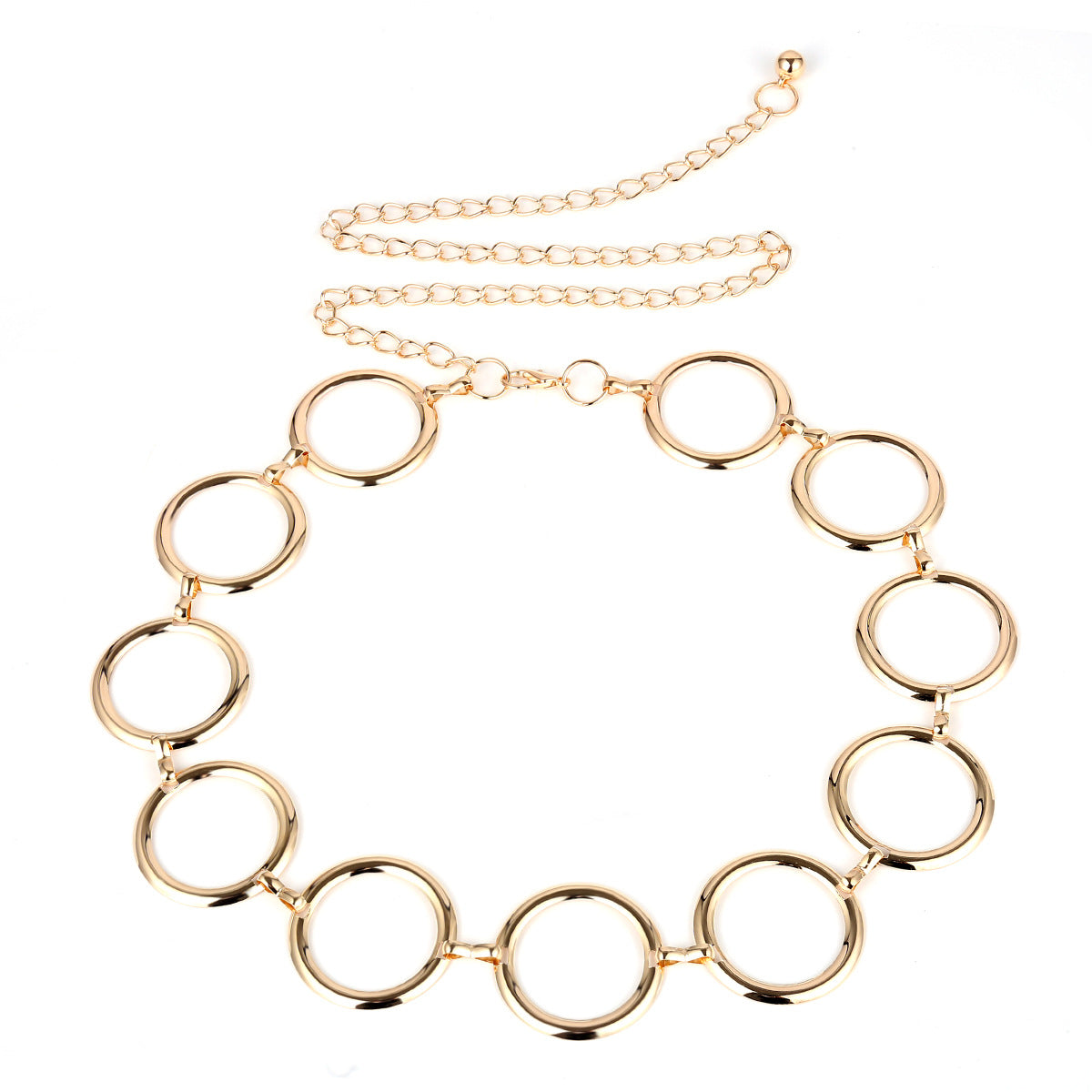Collana a catena geometrica minimalista con anelli di metallo ad incastro e chiusura a moschettone per donna