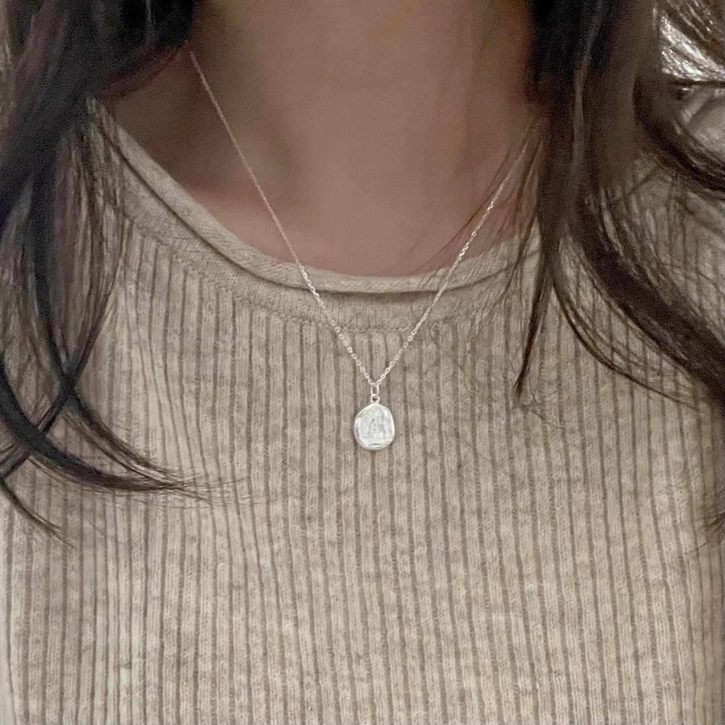 Minimalist Irregular Letter Pendant Necklace in 925 Sterling Silver with Adjustable Chain