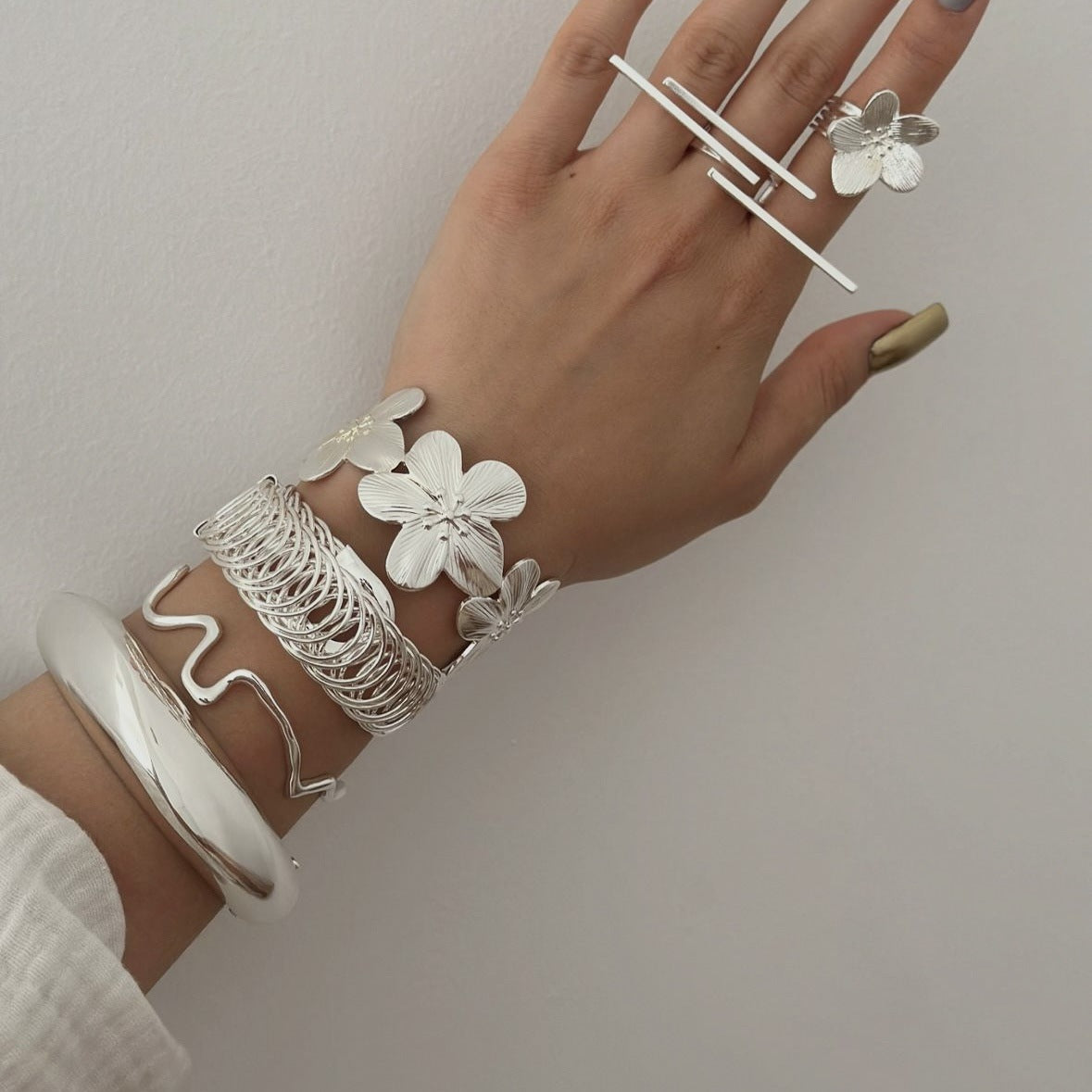 Irregular Butterfly Flower Stainless Steel Plated Bracelet