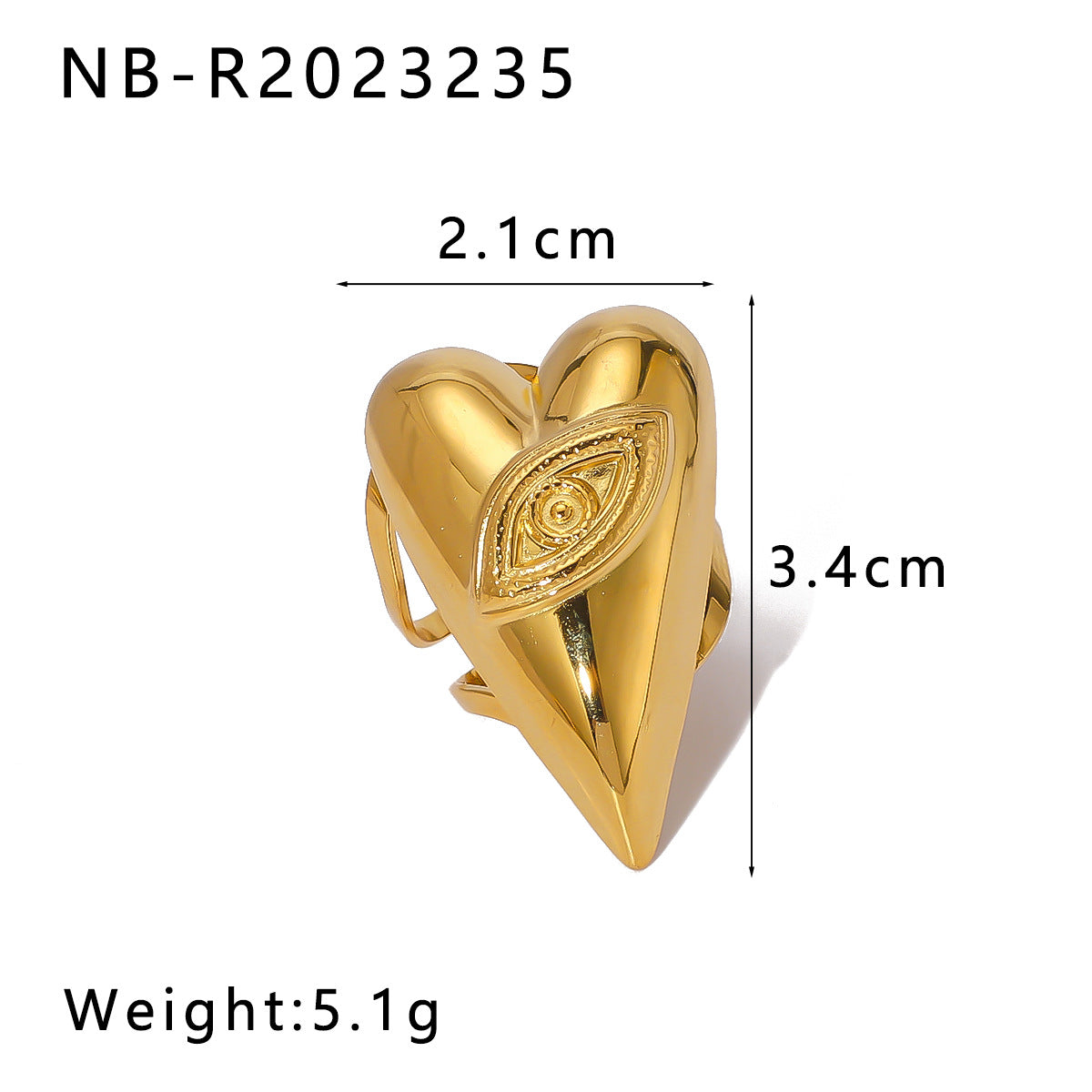 Anello Minimalista Geometrico in Acciaio Inossidabile con Placcatura in Oro 18K da Donna con Finitura Liscia Lucida e Forme a Cuore, Quadrato e Conchiglia
