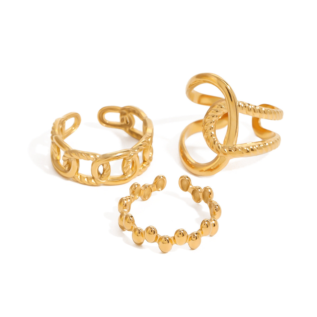 Geometric Plated Stainless Steel Ring for Women