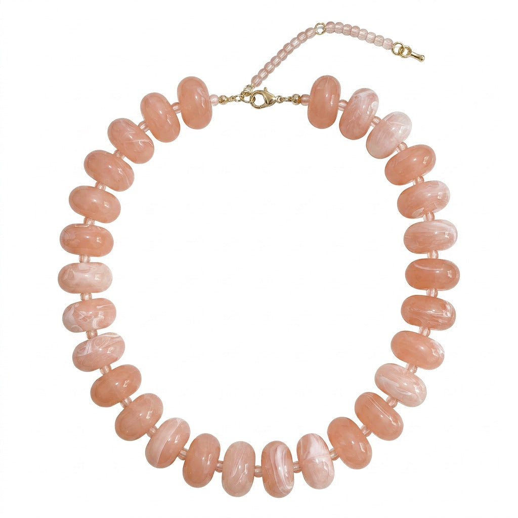 Bohemian Geometric Acrylic Pendant Brass Ball Chain Necklace for Women