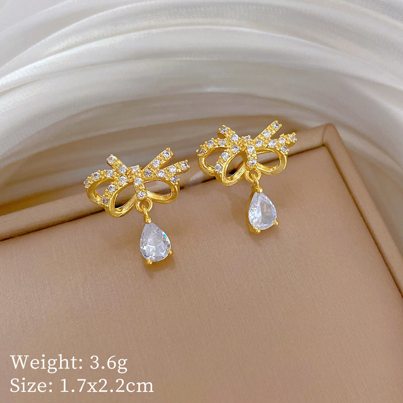 Geometric Stud Earrings for Women with Plated Copper Design, Elegant Long Tassel Drop Earrings, Sweet Style Jewelry
