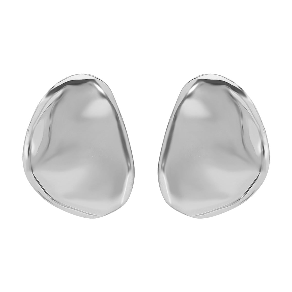 Orecchini a perno ovali geometrici chic e minimalisti in lega di zinco con finitura galvanizzata da donna