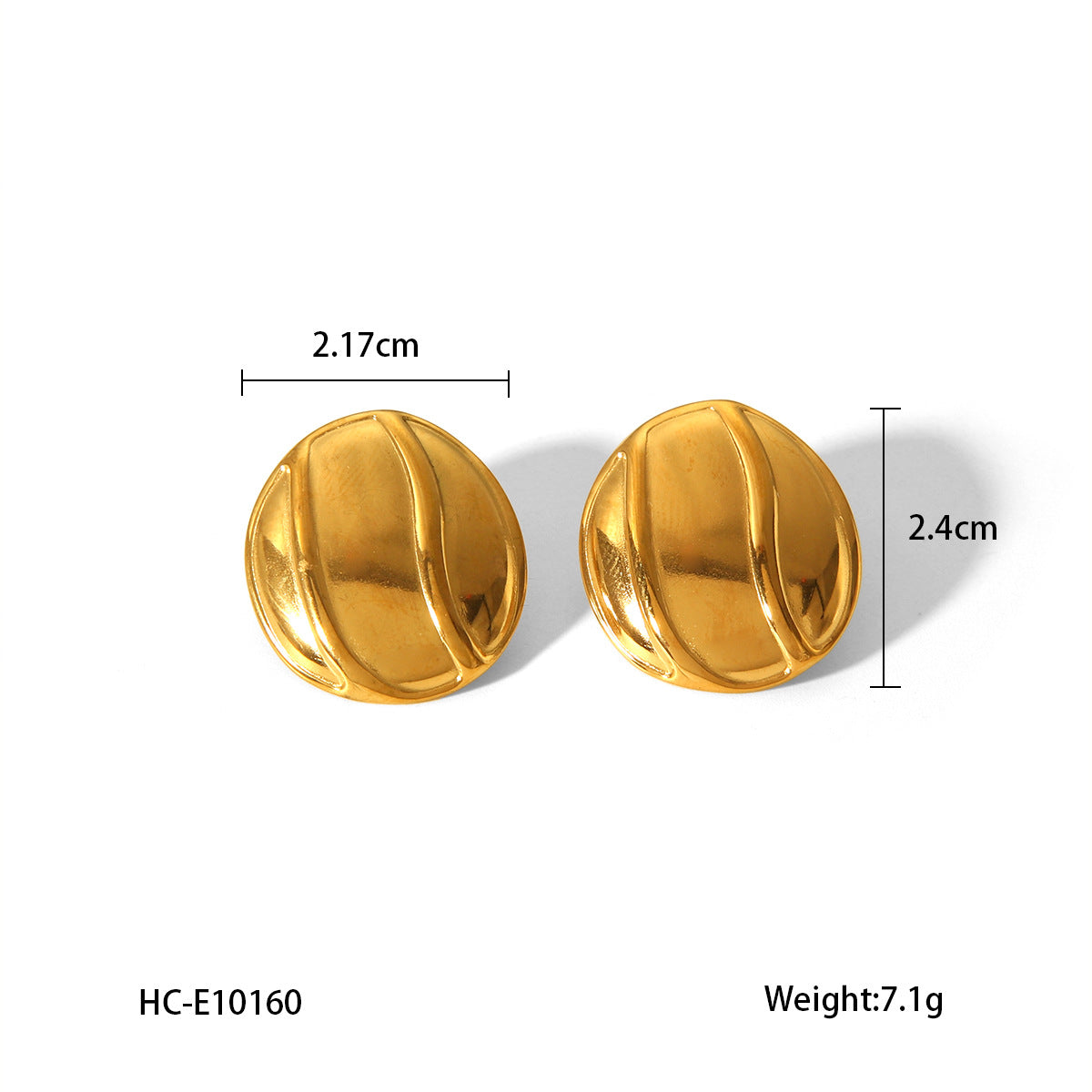 Minimalist Geometric Stainless Steel Stud Earrings with 18K Gold Plating, Smooth Round Hypoallergenic Ear Studs