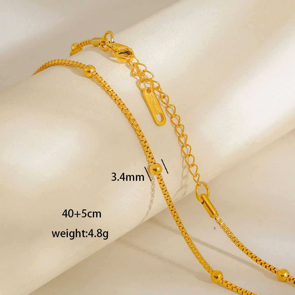 Collana con Ciondoli Geometrici Minimalisti in Acciaio al Titanio Placcato con Nappe, Charm Fai da Te per Donne