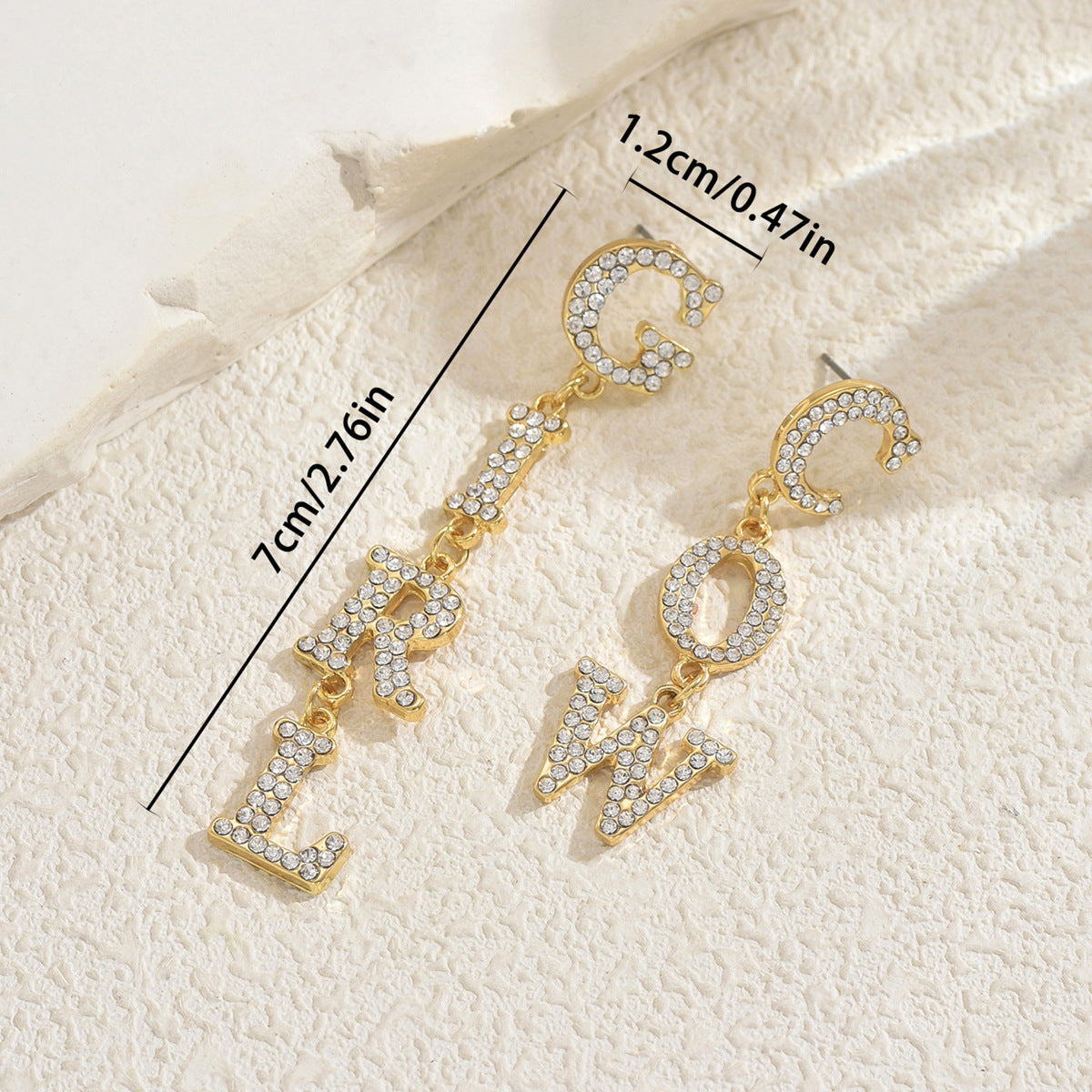 Luxury-Style Letter-Shaped Zinc Alloy Stud Earrings with Rhinestone Inlay for Women