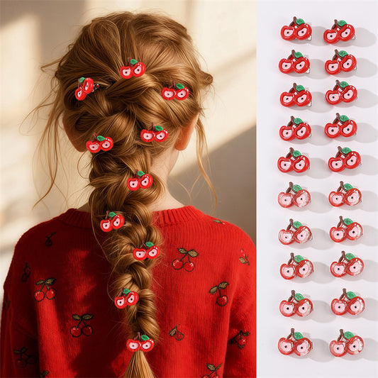 Natural Style Bow-Shaped Resin Hair Clip Set for Kids with Ruffled and Netted Details, Duckbill Hairpins, 10-Piece Princess Collection