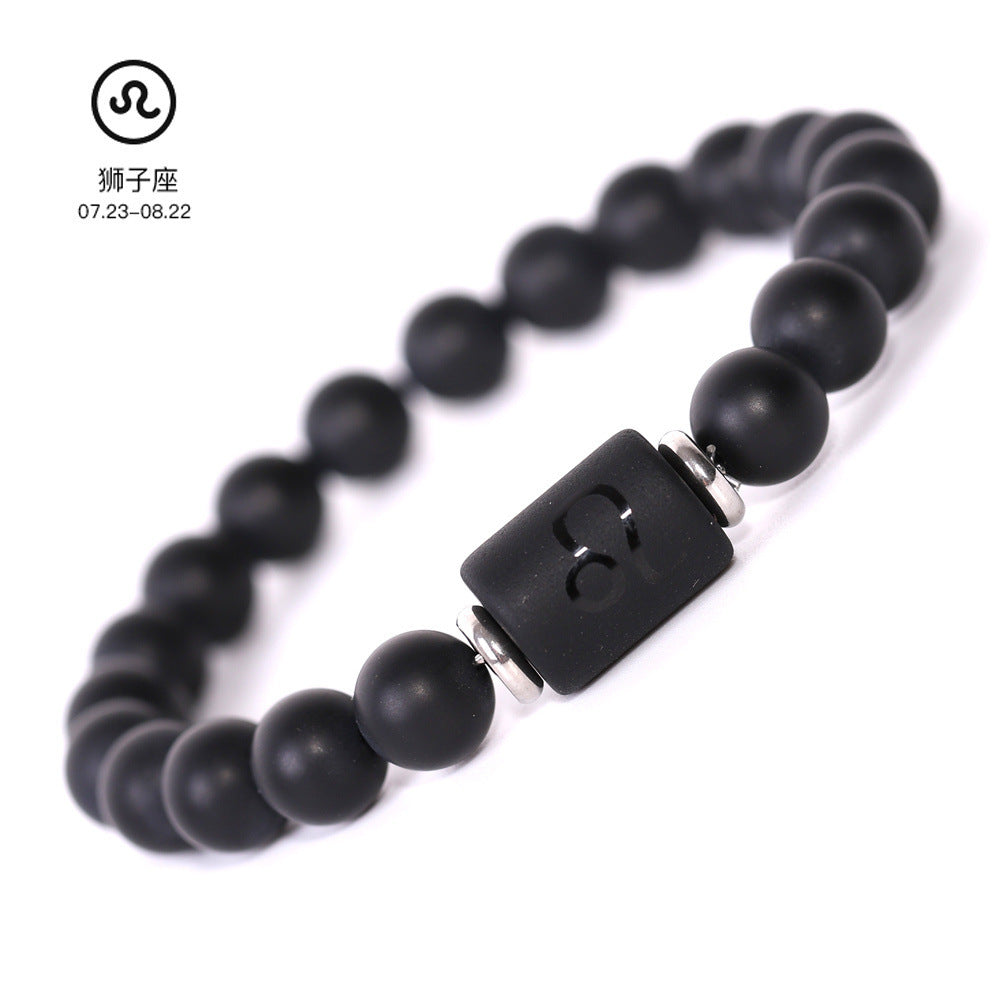 Elegant Business Matte Round Geometric Glass Zodiac Bracelet Unisex Gift