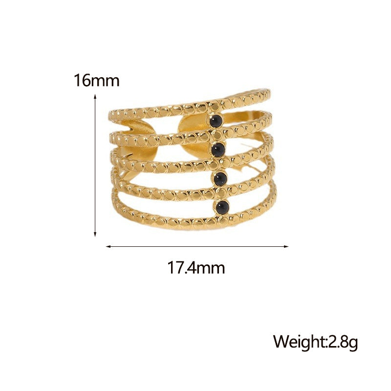 Minimalist Geometric Open-Ended Stainless Steel Ring with 18K Gold Plating for Women