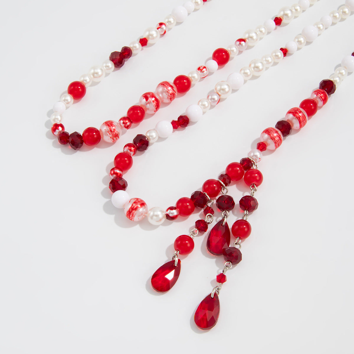 Collar Pendiente Bohemio de Borlas de Múltiples Capas con Perlas de Imitación y Acentos de Diamantes de Imitación para Mujer