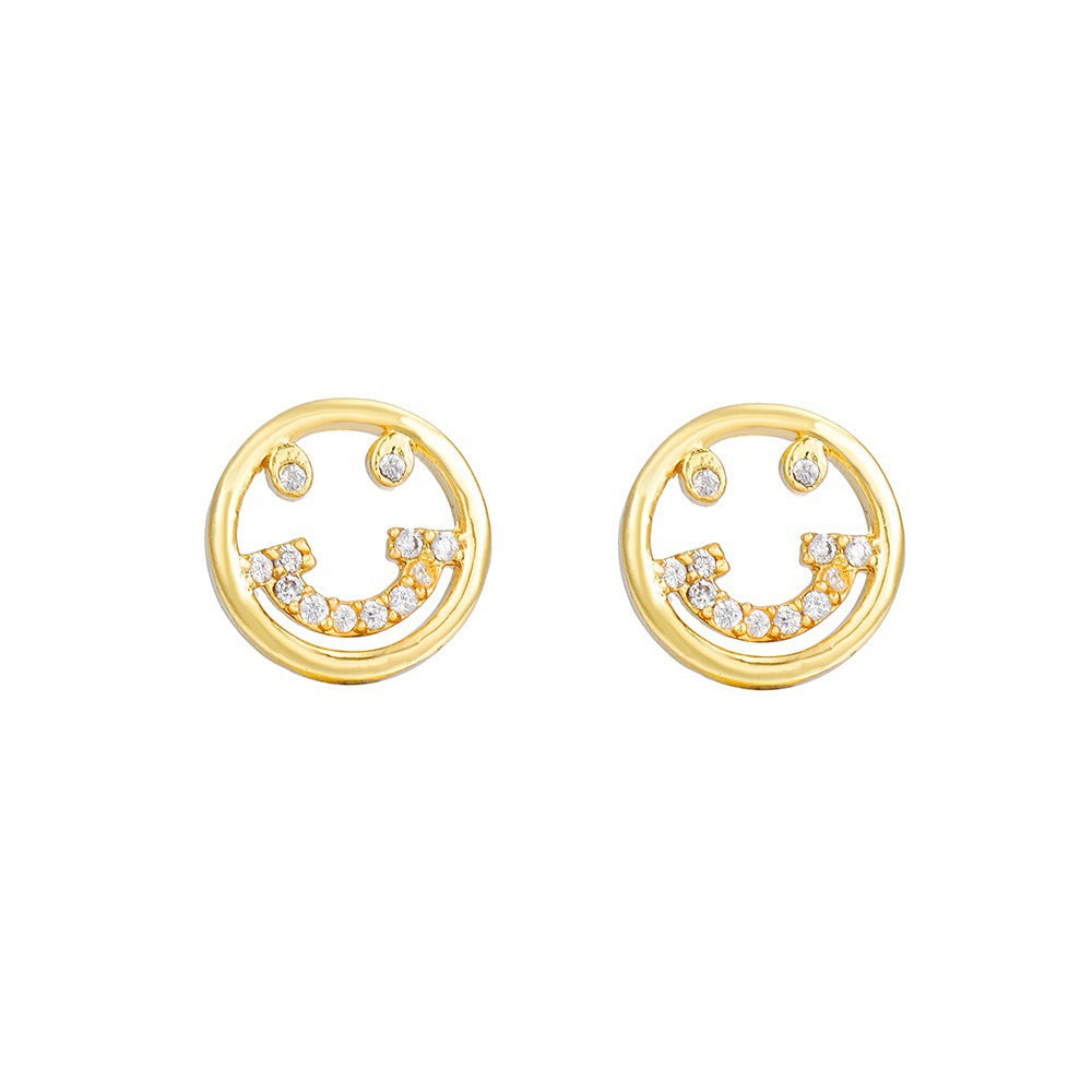16K Gold Plated Brass Geometric Round Floral Earrings with Micro-set Cubic Zirconia and 925 Sterling Silver Posts