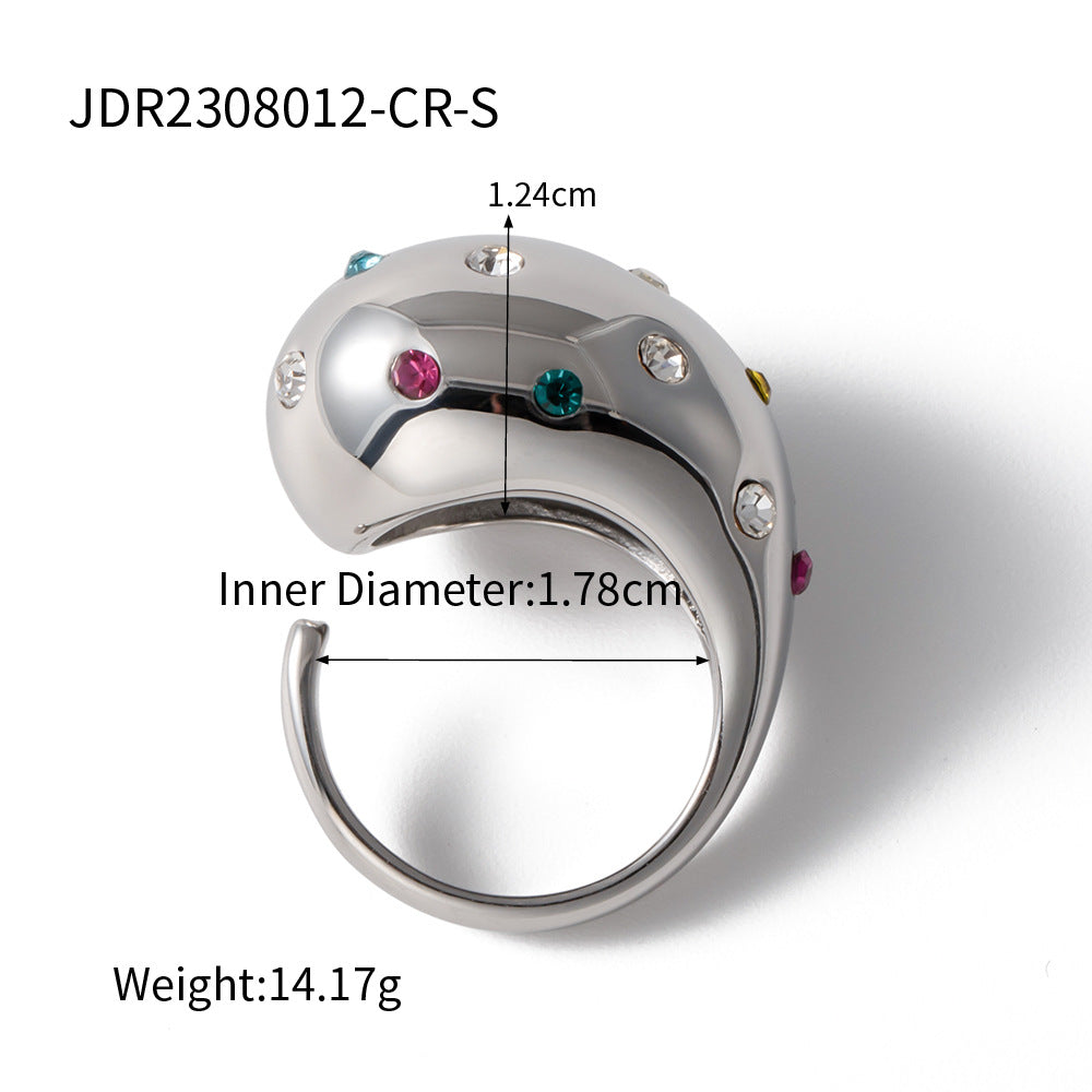 Anillo Abierto Geométrico de Moda Bañado en Oro de 18K Acero Inoxidable Joyería de Moda para Mujer