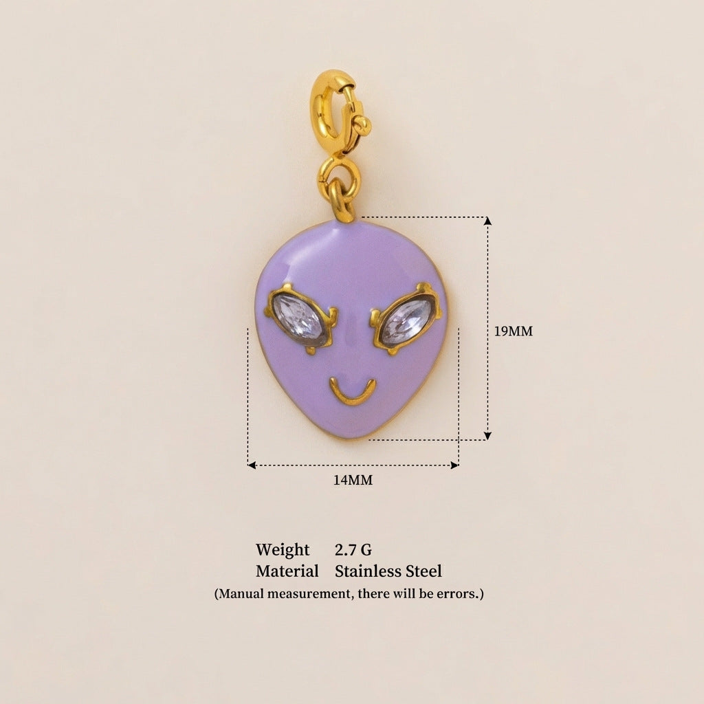Minimalist Geometric Stainless Steel Cubic Zirconia Inlay Pendant Charm Bar 18K Gold Plated