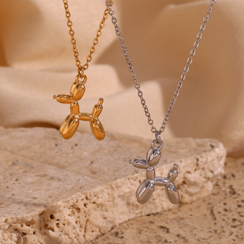 Collana Minimalista da Donna con Ciondolo a Cane in Acciaio Inox Placcato Oro 18K