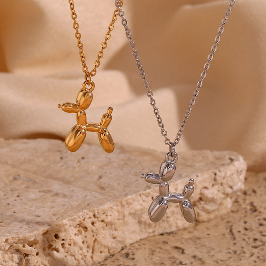 Minimalist 18K Gold Plated Stainless Steel Dog Pendant Necklace for Women
