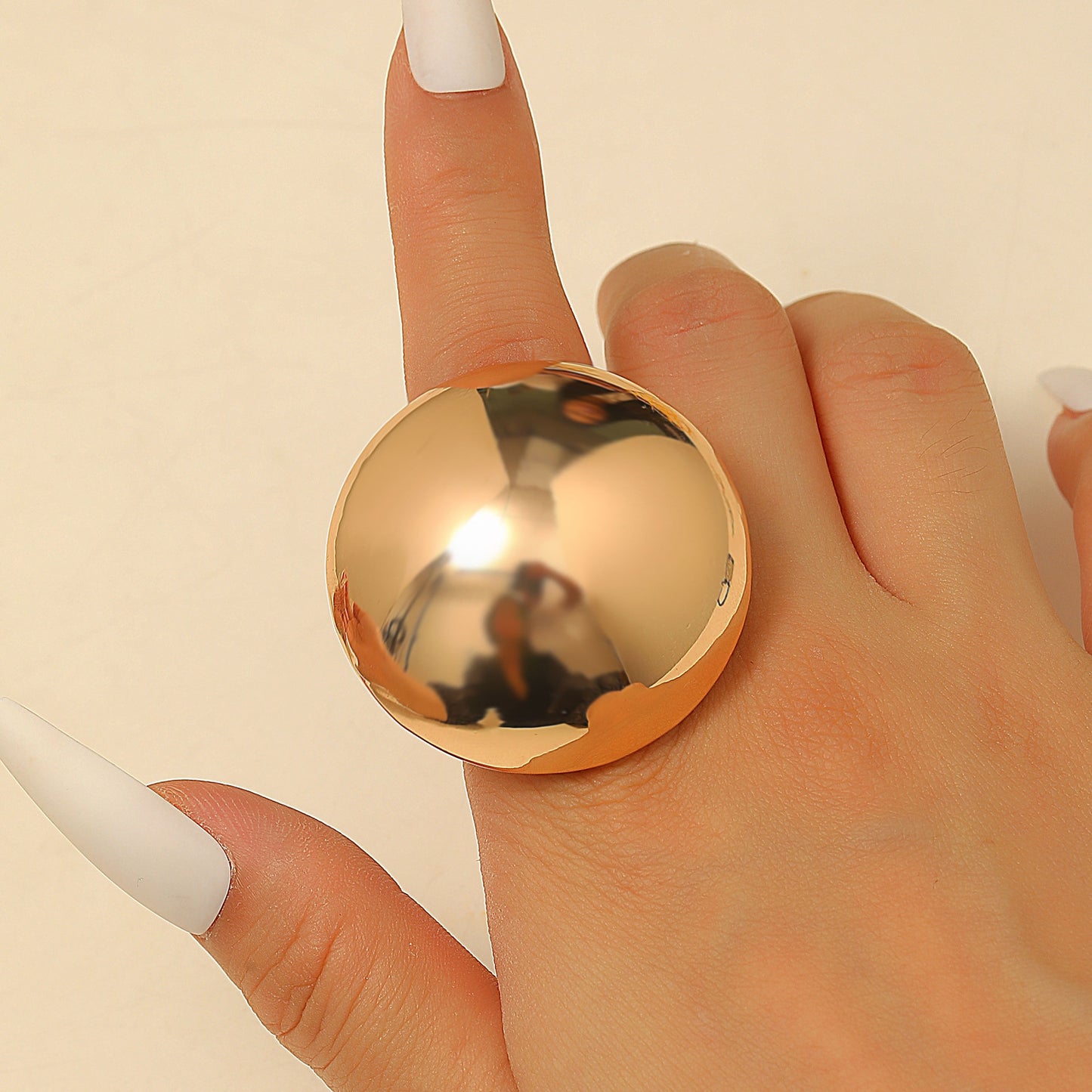 Anello Aperto da Donna a Goccia d'Olio Placcato in Lega con Motivo Floreale Geometrico Esagerato