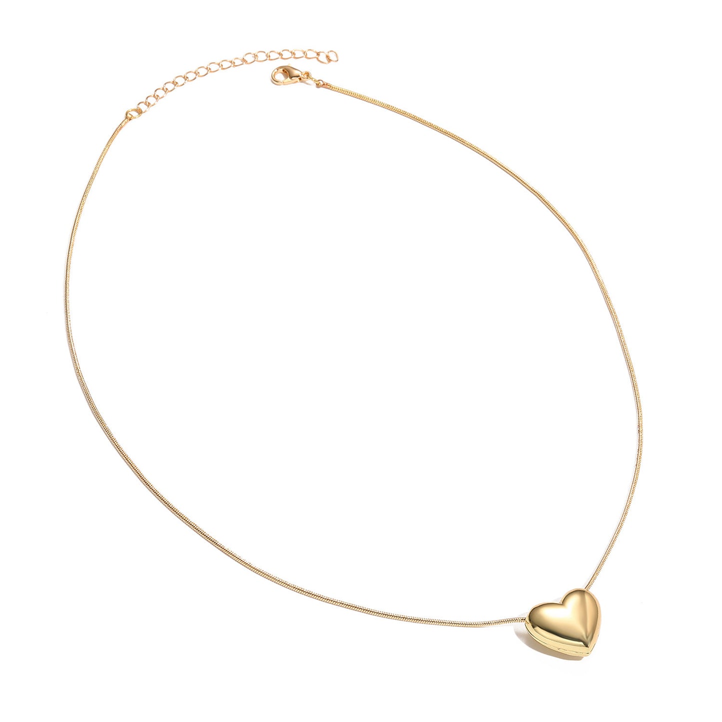 Collana alla Moda a Cuore in Rame Placcato Oro con Catena a Serpente per Donne e Bambini